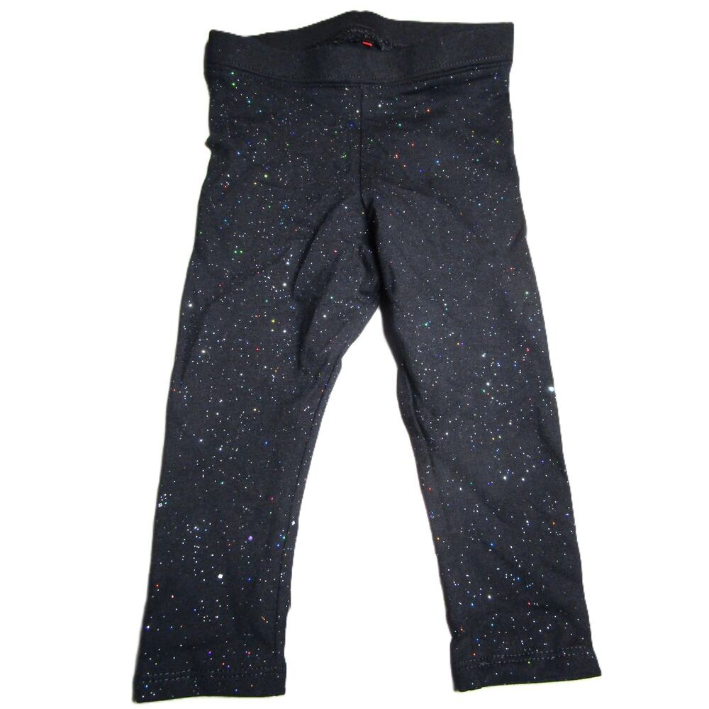 Cat & Jack Baby Girl Glitter Leggings Size 18M Black Star Print Oeko‑Tex Cotton
